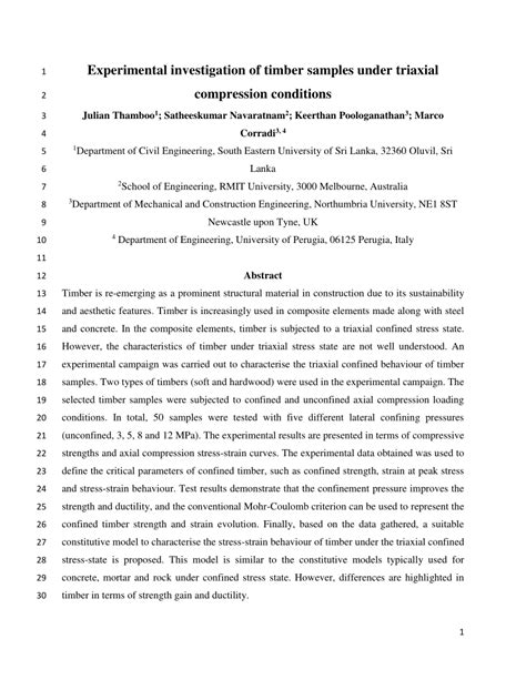 Experimental investigation of timber samples under triaxial 